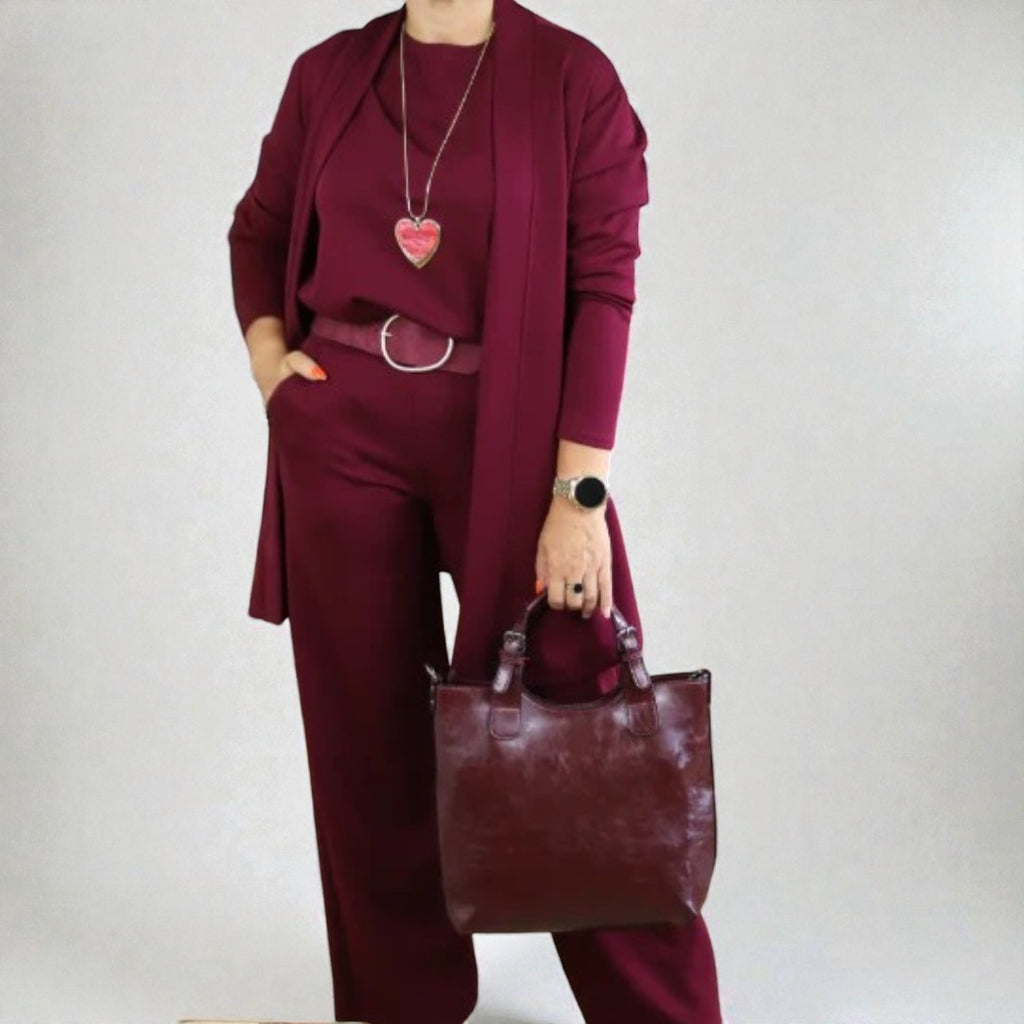 GABRIELA | ENSEMBLE 3 PIÈCES AVEC CARDIGAN LONG