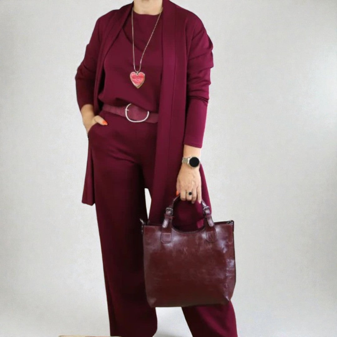 GABRIELA | ENSEMBLE 3 PIÈCES AVEC CARDIGAN LONG