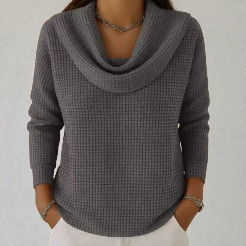 AVELYNE | PULL TEXTURÉ À COL CASCADE PREMIUM