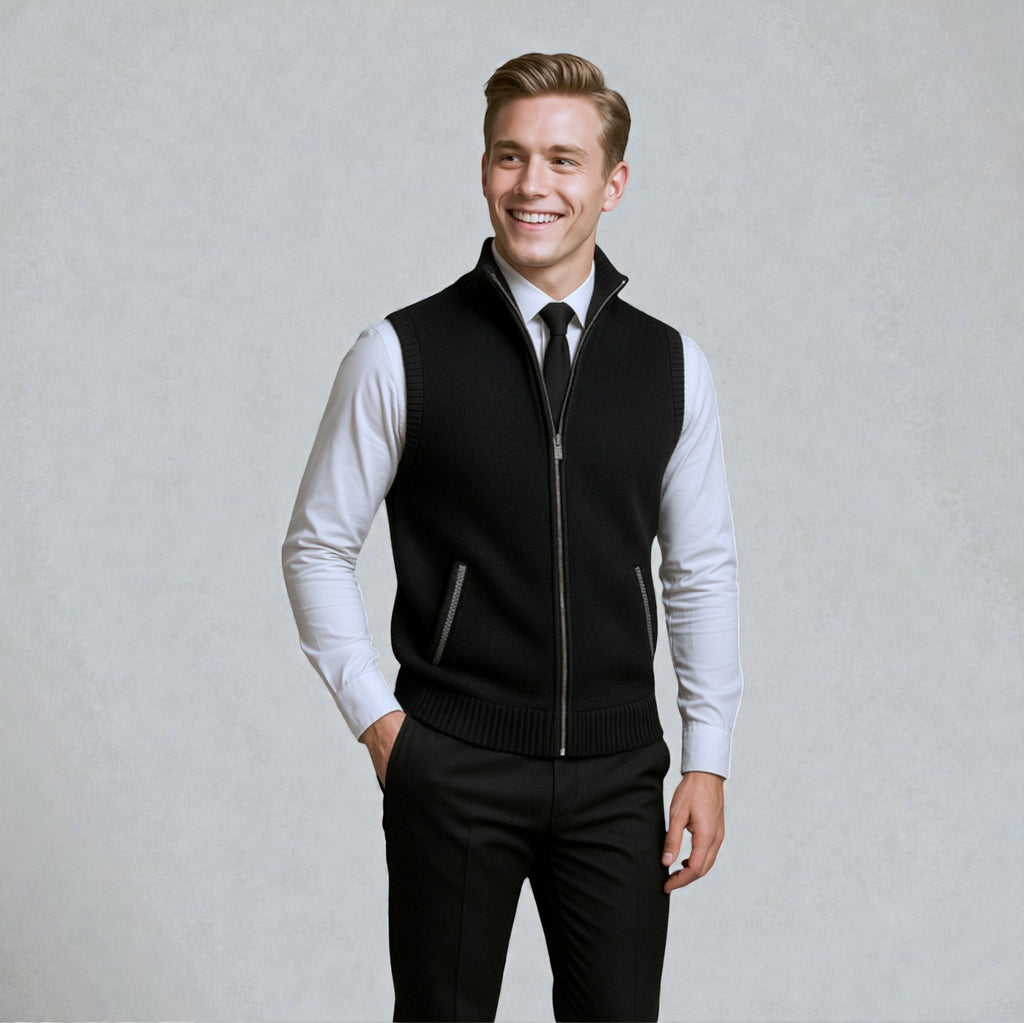 THE LEVAN KNIT VEST | GILET EN MAILLE ZIPPÉ INTÉGRALE