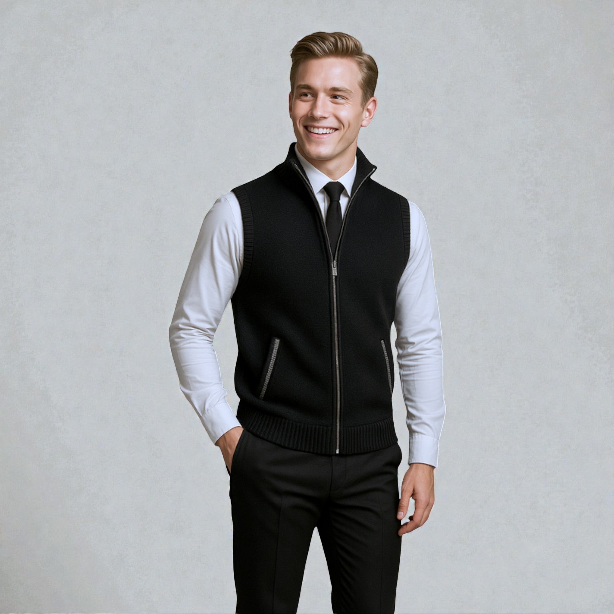 THE LEVAN KNIT VEST | GILET EN MAILLE ZIPPÉ INTÉGRALE