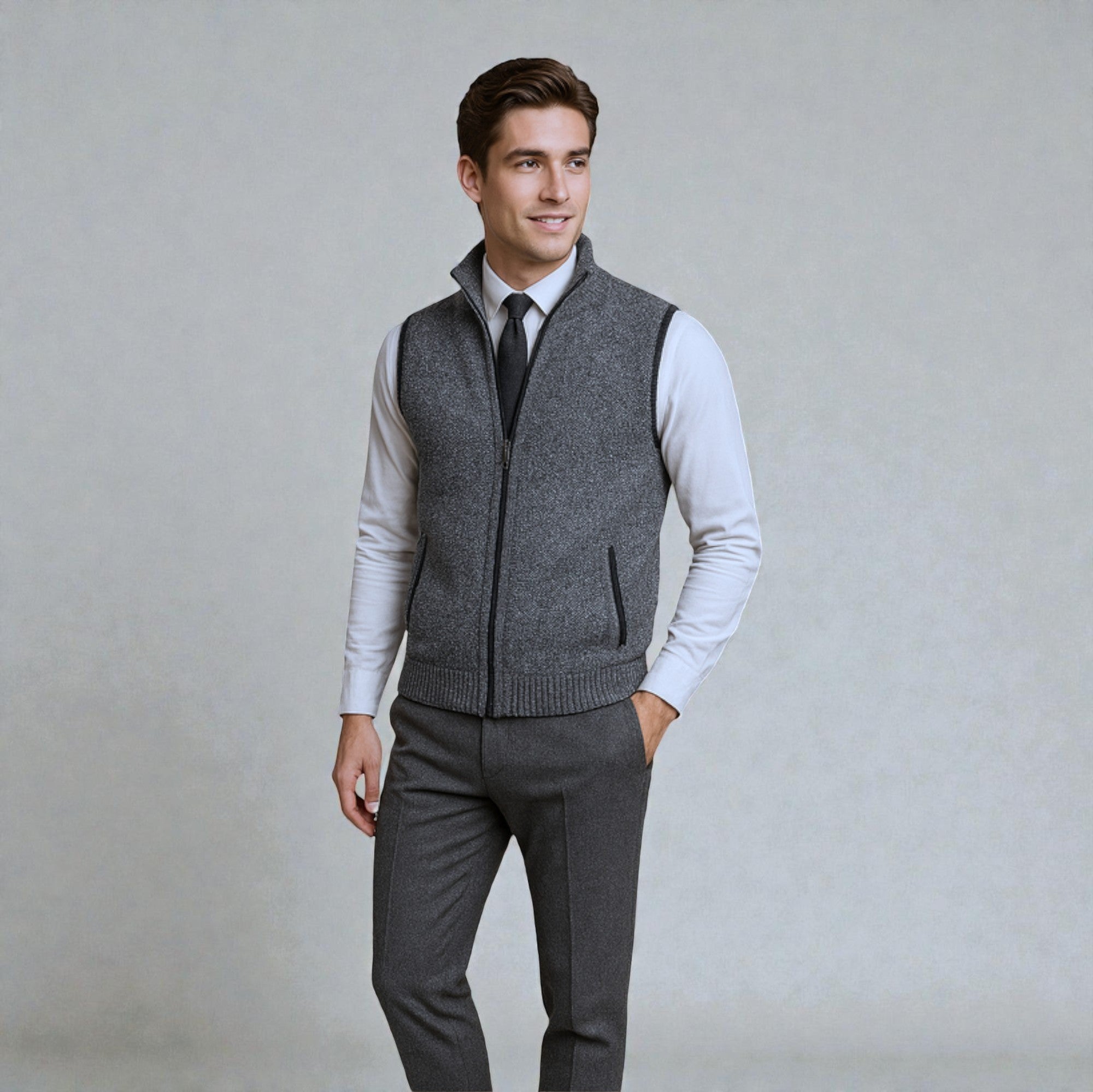 THE LEVAN KNIT VEST | GILET EN MAILLE ZIPPÉ INTÉGRALE