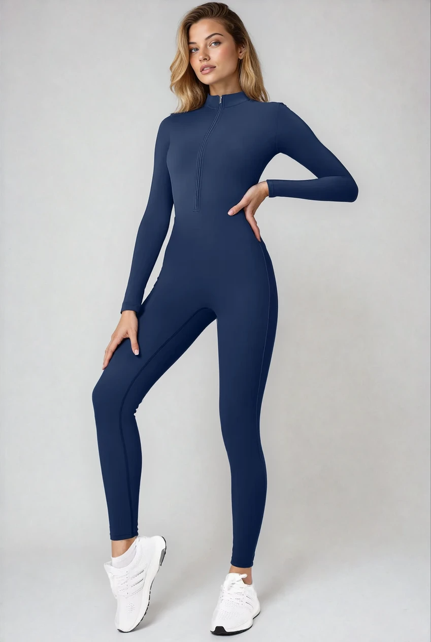 ALYA | COMBINAISON DE YOGA ZIPPÉE À MANCHES LONGUES