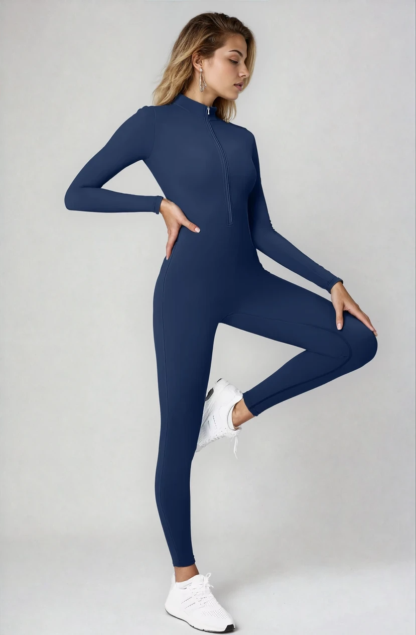 ALYA | COMBINAISON DE YOGA ZIPPÉE À MANCHES LONGUES